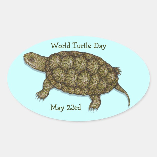 Western Pond Turtle Oval Sticker (Front)