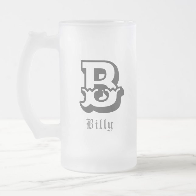 Western pride Personalized Monogram Frosted Glass Beer Mug (Left)