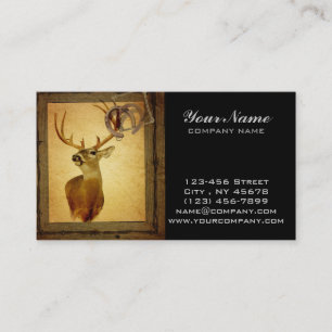 Western Primitive barn wood buck white tail deer Business Card