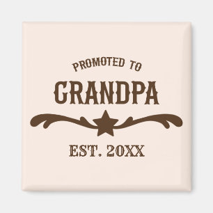 Western Promoted To Grandpa Custom Year Brown Magnet