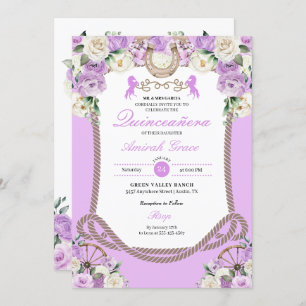 Western Purple Charro Cowgirl Quinceañera Invitation