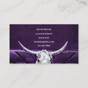 Western Purple White Rustic Bull Cow Skull Barn Business Card