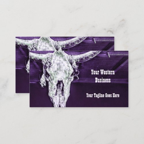 Western Purple White Rustic Bull Cow Skull Barn Business Card