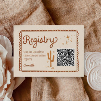Western QR Code Bridal Shower Registry Enclosure Card