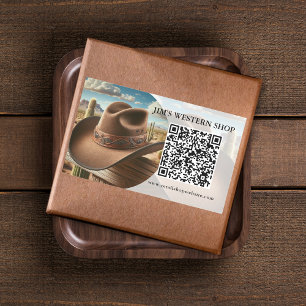 Western QR Code Business Rectangular Sticker
