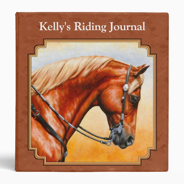 Western Quarter Horse Rustic Brown 3 Ring Binder (Front)