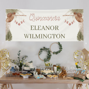Western Quinceanara Boho Pampas Grass Personalized Banner