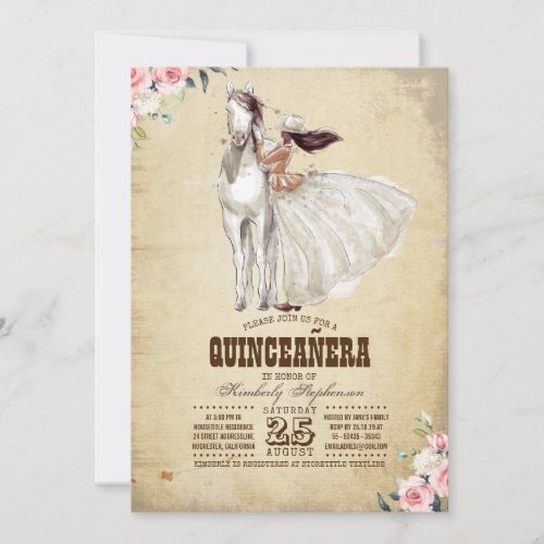 Western Quinceaera _ 15th Birthday Invitation