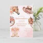 Coquette Western Boots Quinceanera Birthday Invitation