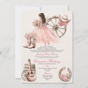 Western Quinceañera Charra XV Anos Princess Invitation