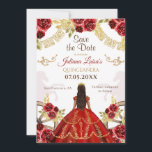 Western Quinceañera Floral Red Gold Charra Horses Save The Date<br><div class="desc">Personalize this lovely quinceañera save the date with own wording. It's easy and quick, simply press the customize it button. All text is editable, you can edit it in your own language! Matching items available in my store! If you don’t see what you need, send me a message! I will...</div>