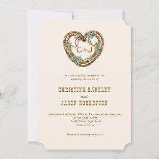 Western Ranch Country Monogram All in One Wedding Invitation