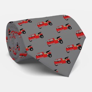 Western Ranch Cowboy In Red Truck with Hay and Dog Neck Tie