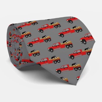 Western Ranch Cowboy In Red Truck With Hay And Dog Neck Tie by RODEODAYS at Zazzle