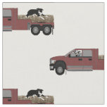 Western Ranch Cowboy In Truck with Hay and Dog Fabric