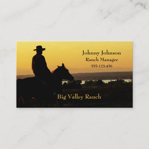 Western Ranch Cowboy Sunset Business Cards