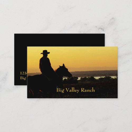 Western Ranch Cowboy Sunset Business Cards 2