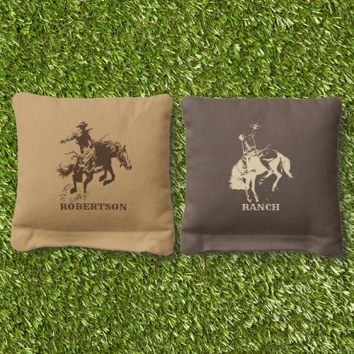 Western Ranch Cowboys Rodeo Personalized Cornhole Bags