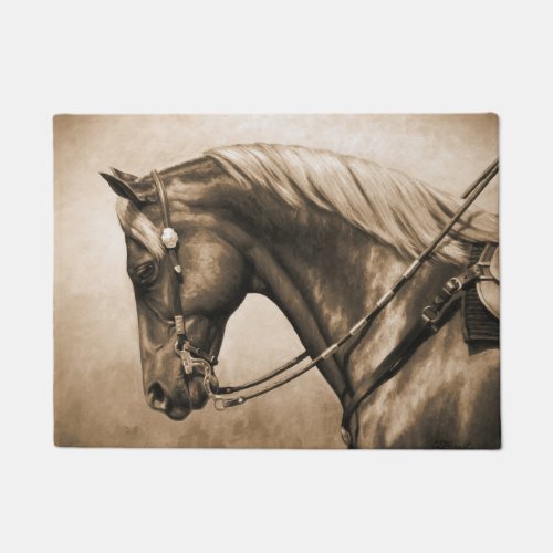 Western Ranch Horse Old Photo Sepia Doormat