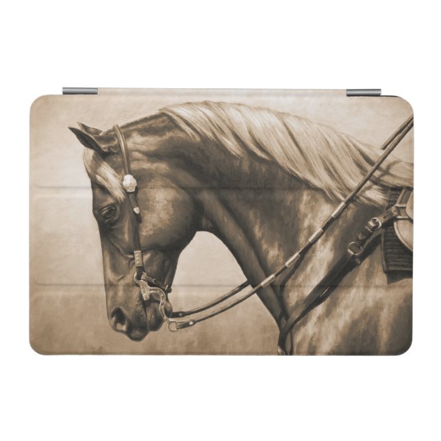 Western Ranch Horse Old Photo Sepia iPad Mini Cover (Horizontal)