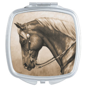 Western Ranch Horse Old Photo Sepia Makeup Mirror