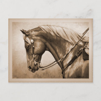 Western Ranch Horse Old Photo Sepia Postcard