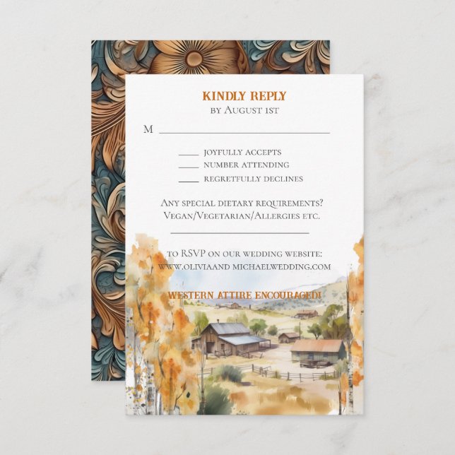 Western Ranch Invitation RSVP Card (Front/Back)