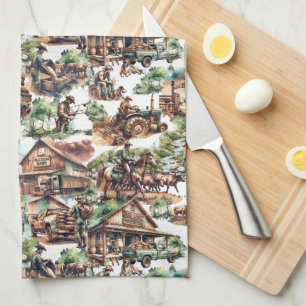 Western Ranch or Country Farm Scenes Kitchen Towel