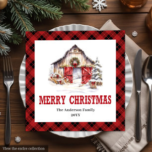 Western Ranch Style Buffalo Plaid Xmas Napkins