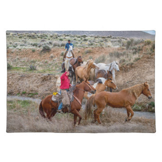 Western Range - Herding Horses Cloth Placemat