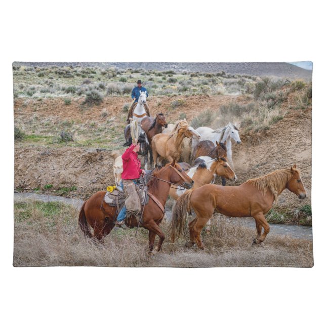 Western Range - Herding Horses Cloth Placemat (Front)