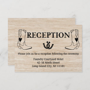 Western Reception Cowboy Boot Country Wedding Wood Invitation