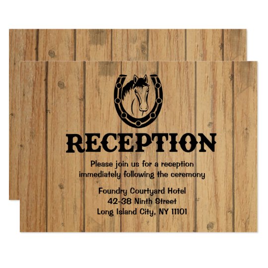 Western Reception Horse Wood Rustic Wedding Invitation Zazzle Com