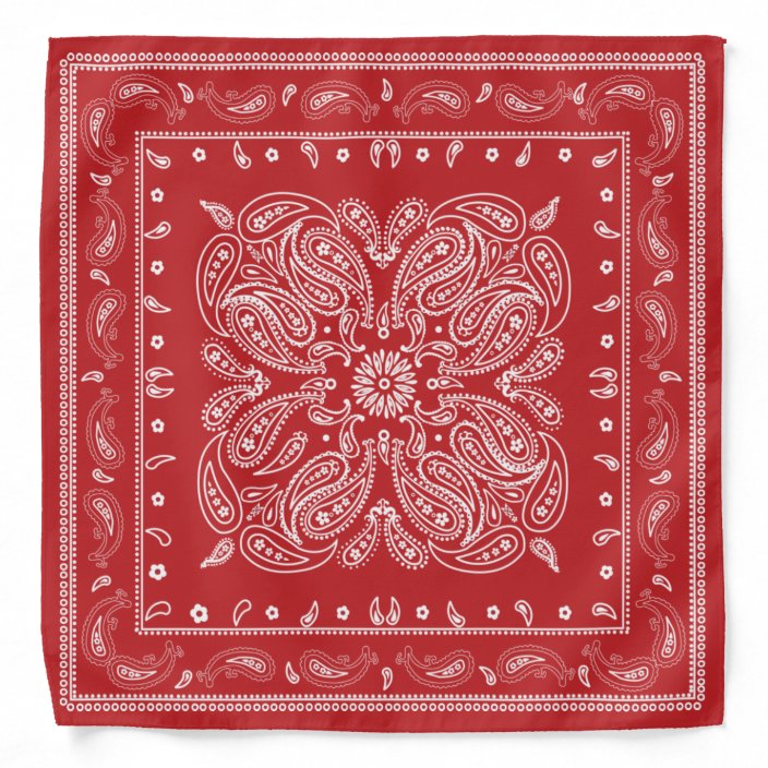 Western Red and White Paisley Bandana