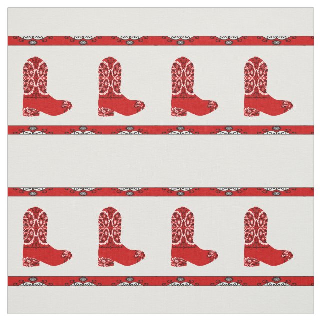 Western Red Bandana Cowboy Boot Fabric (Swatch)