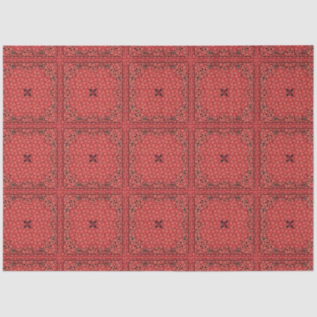 Western Red Bandana Decoupage Tissue Paper (Front)