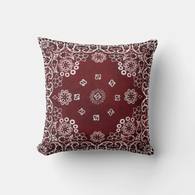 Western Red Bandana Throw Pillows (Front)