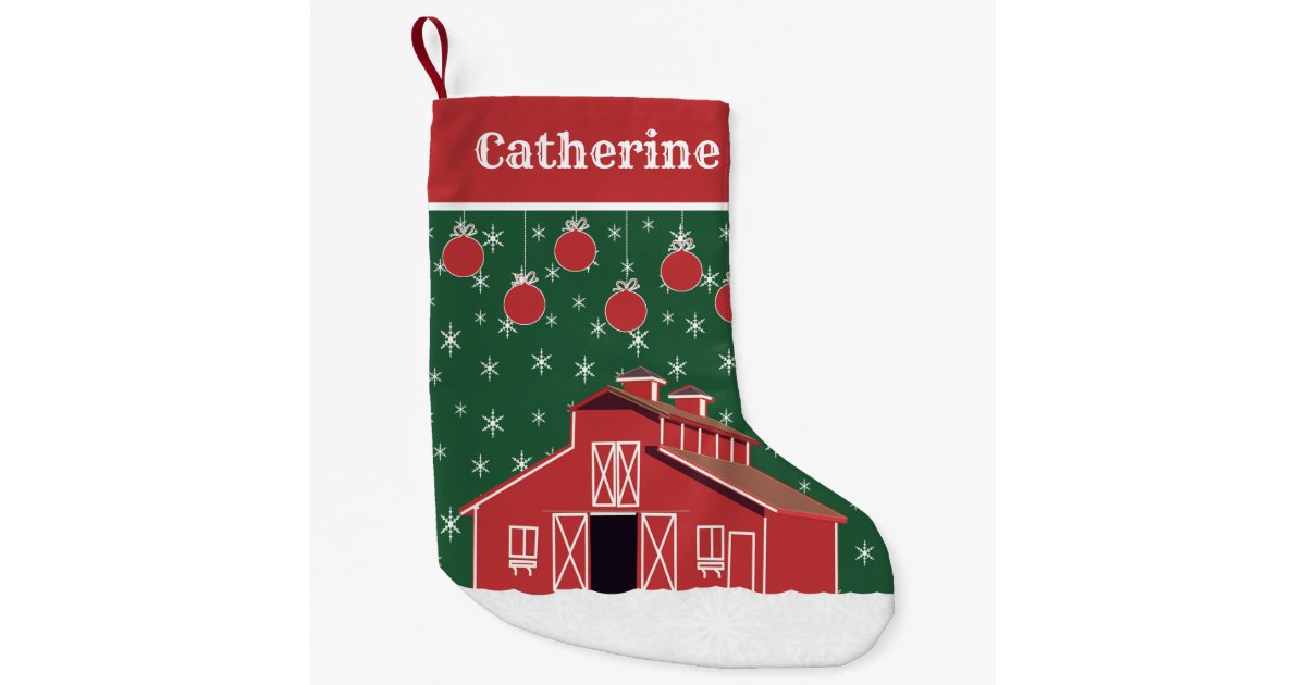 Western Red Barn Farm Ranch Small Christmas Stocking | Zazzle