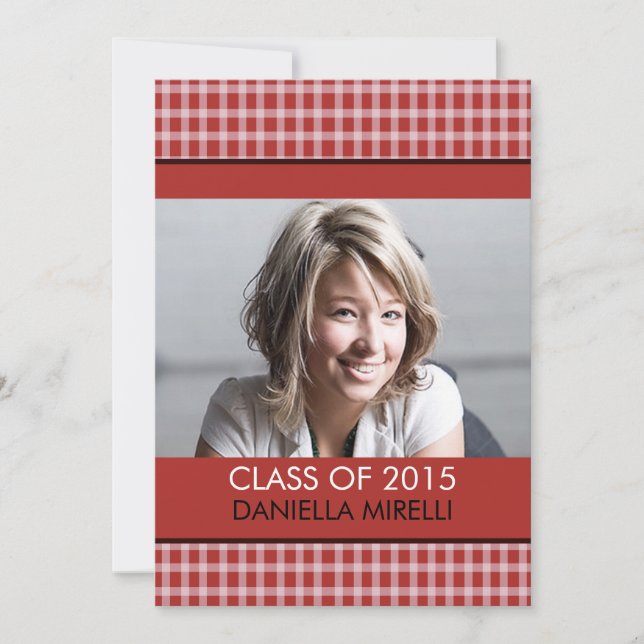 Western Red Checker Photo Graduation Announcement (Front)