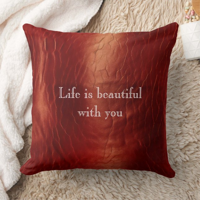 Western Red Cowhide Throw Pillow (Blanket)