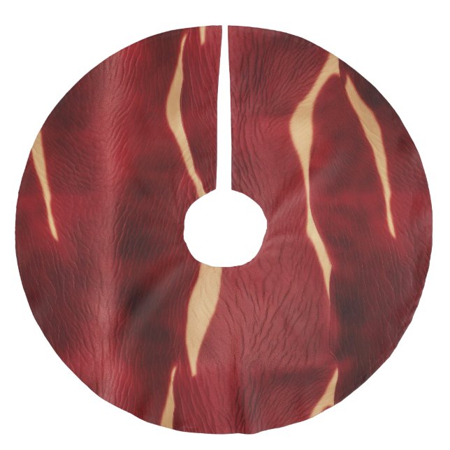 Western Red Cream Cowhide Brushed Polyester Tree Skirt (Front)