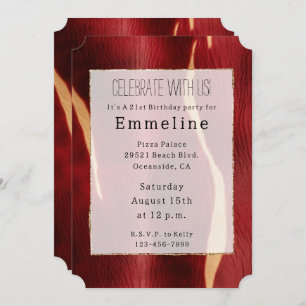 Western Red Cream Cowhide Invitation