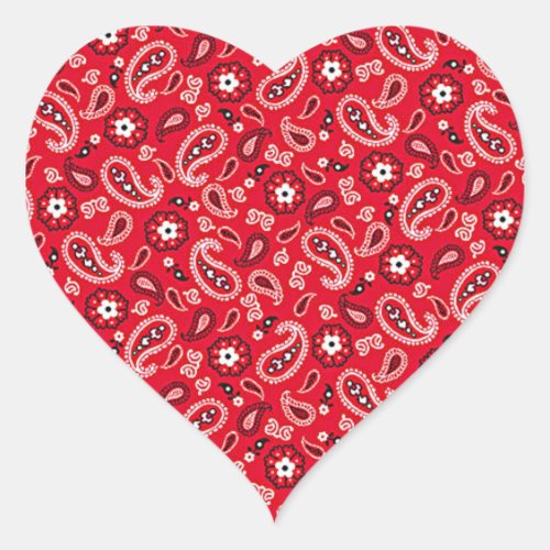 Western Red Paisley Heart Sticker