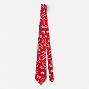 Western Red Paisley Pattern Neck Tie