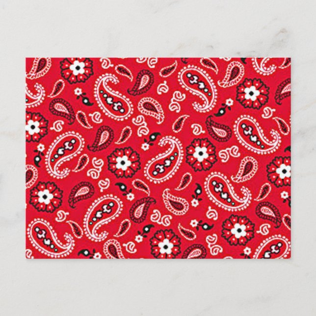 Western Red Paisley Postcard (Front)