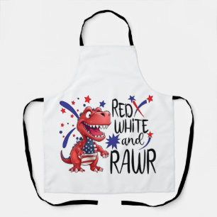 Western Red White Rawr Dinosaur Apron