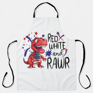 Western Red White Rawr Dinosaur Apron