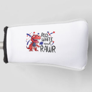 Western Red White Rawr Dinosaur  Golf Head Cover