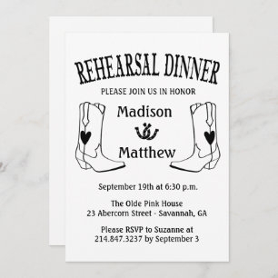 Western Rehearsal Dinner Wedding Cowboy Boots Invitation