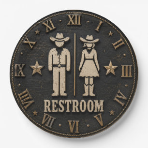 Western Restroom Rustic Cowboy Bathroom Decor Paper Plates